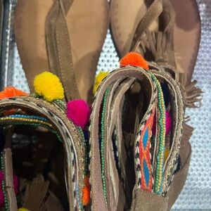 Boho Chic Pom-Pom Sandals